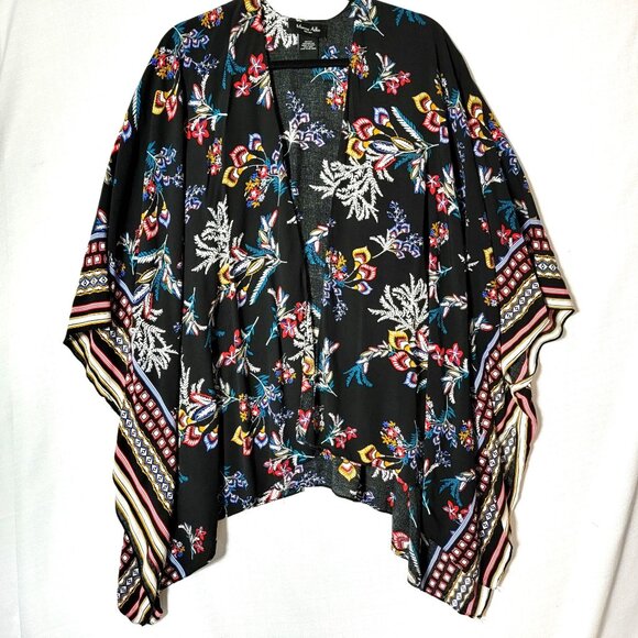 Marcus Adler New York Womens Open Front Duster Kimono One Size Multicolor Floral - Picture 1 of 8